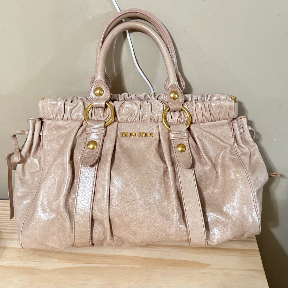 MIU MIU Vitello Bauletto Leather Handle Bag - Picture 8 of 9